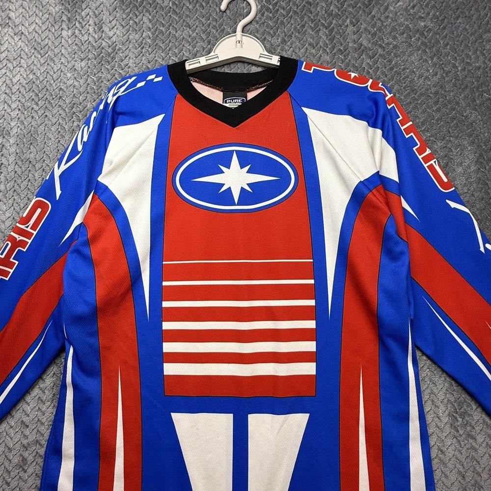 Vintage Polaris Racing Shirt Mens Small Jersey Snowmobile All Over Print Y2K USA